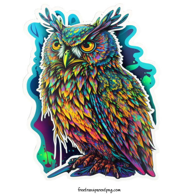 Free Animals Owl Psychedelic Colorful For Owl Clipart Transparent Background
