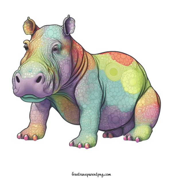 Free Animals Hippo Rhino Colorful For Hippo Clipart Transparent Background