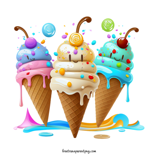 Free Food Ice Cream Cute Colorful For Ice Cream Clipart Transparent Background