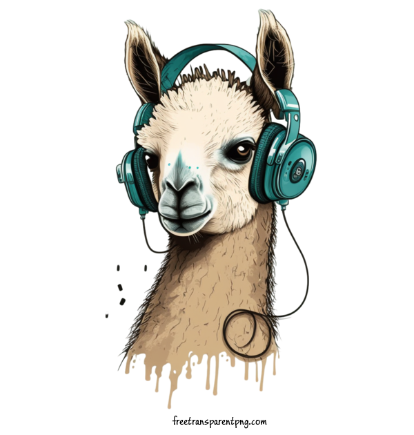 Free Animals Llama Llama Headphones For Llama Clipart Transparent Background