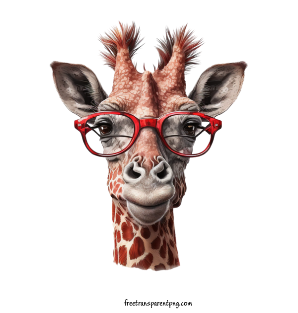 Free Animals Giraffe Giraffe Red Glasses For Giraffe Clipart Transparent Background