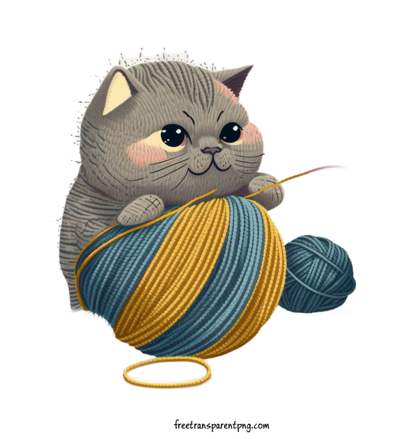 Free Animals Cat Kitten Knitting For Cat Clipart Transparent Background