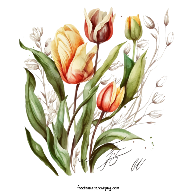 Free Flowers Tulip Hand Drawn Tulip Tulips For Tulip Clipart Transparent Background