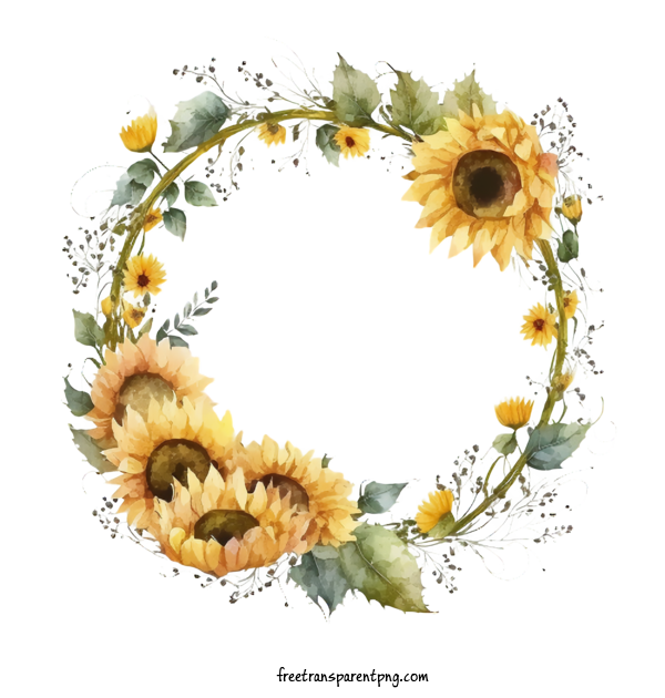 Free Flowers Sunflower Sunflower Wreath Floral Wreath For Sunflower Clipart Transparent Background