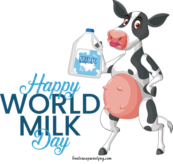 Free Holidays World Milk Day Cow Milk For World Milk Day Clipart Transparent Background