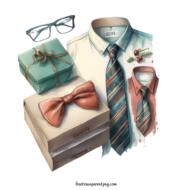 Free Holidays Fathers Day Tie Gift For Fathers Day Clipart Transparent Background