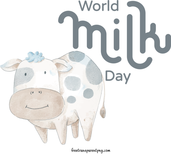 Free Holidays World Milk Day Milk Day Cow For World Milk Day Clipart Transparent Background