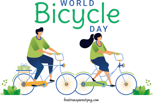 Free Holidays World Bicycle Day Bicycle Cyclists For World Bicycle Day Clipart Transparent Background