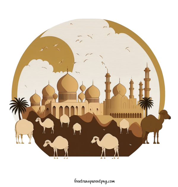 Free Holidays Eid Al Adha Camels Desert For Eid Al Adha Clipart Transparent Background