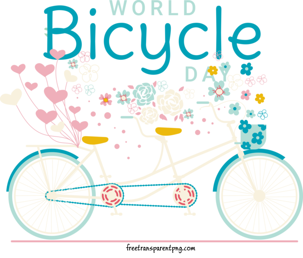 Free Holidays World Bicycle Day Bike Flowers For World Bicycle Day Clipart Transparent Background
