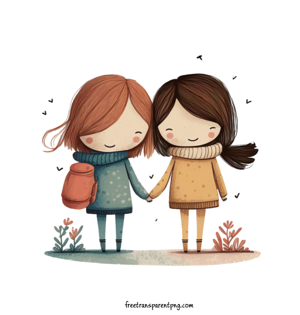 Free Holidays Friendship Day Best Friends Two Girls For Friendship Day Clipart Transparent Background