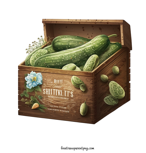 Free Food Cucumbers In Wooden Box Watercolor Cucumbers Cucumber For Vegetable Clipart Transparent Background