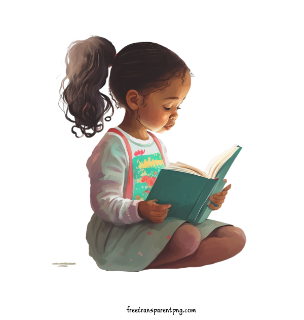 Free Holidays International Literacy Day Girl Reading Child Reading For International Literacy Day Clipart Transparent Background