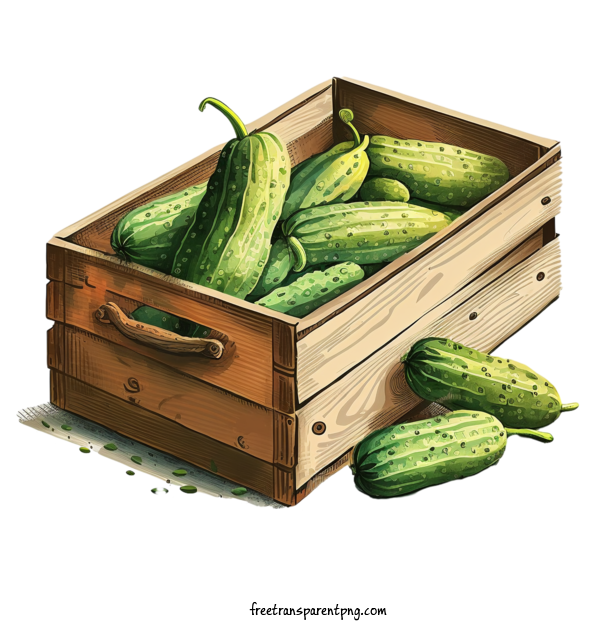 Free Food Cucumbers In Wooden Box Watercolor Cucumbers Cucumbers For Vegetable Clipart Transparent Background