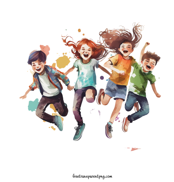 Free Holidays International Youth Day Children Jumping For International Youth Day Clipart Transparent Background