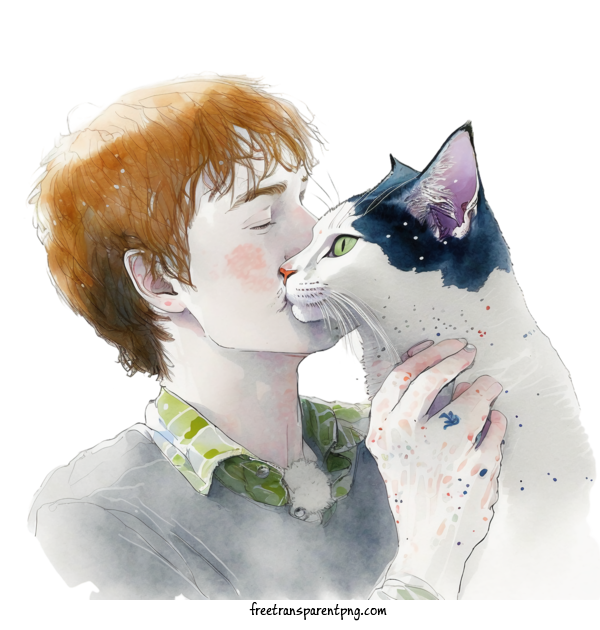 Free Holidays National Kissing Day Cat Man For National Kissing Day Clipart Transparent Background