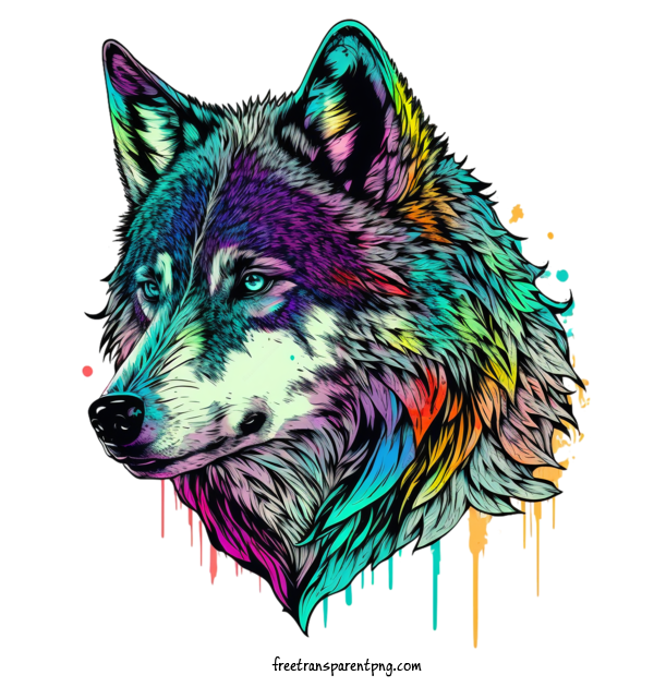 Free Animals Wolf Lively Psychedelic For Wolf Clipart Transparent Background