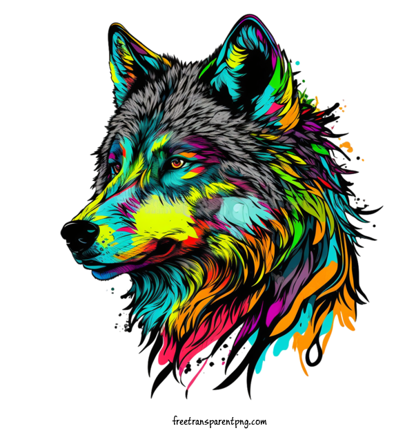 Free Animals Wolf Colorful Vibrant For Wolf Clipart Transparent Background