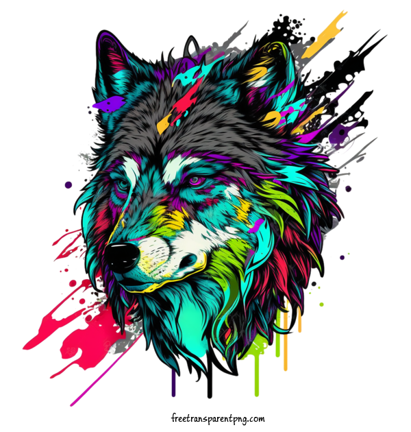 Free Animals Wolf Wolf Colorful For Wolf Clipart Transparent Background