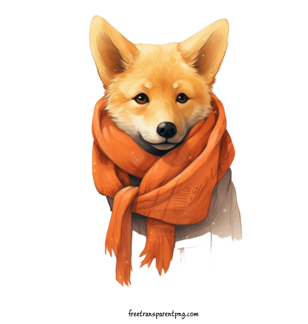 Free Animals Fox Winter Scarf For Fox Clipart Transparent Background