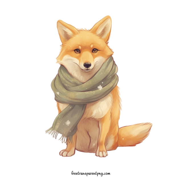 Free Animals Fox Winter Scarf For Fox Clipart Transparent Background