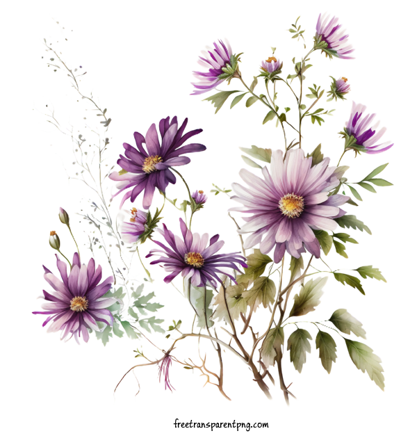 Free Flowers Daisy Watercolor Purple For Daisy Clipart Transparent Background