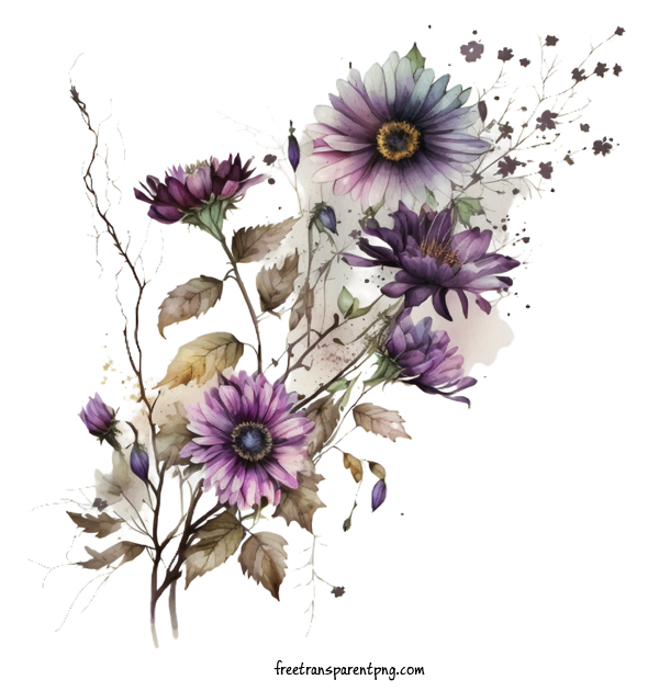 Free Flowers Daisy Purple Flowers Watercolor Painting For Daisy Clipart Transparent Background