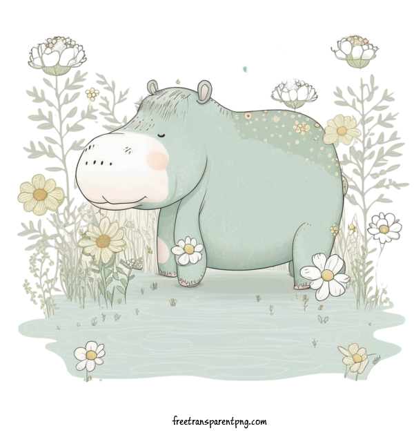 Free Animals Hippo Cartoon Hippo Elephant For Hippo Clipart Transparent Background