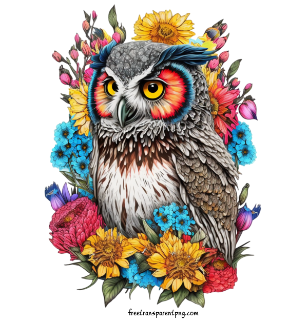 Free Animals Owl Owl Flower For Owl Clipart Transparent Background