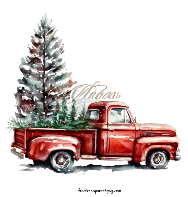 Free Transportation Truck Red Truck Christmas Tree For Truck Clipart Transparent Background