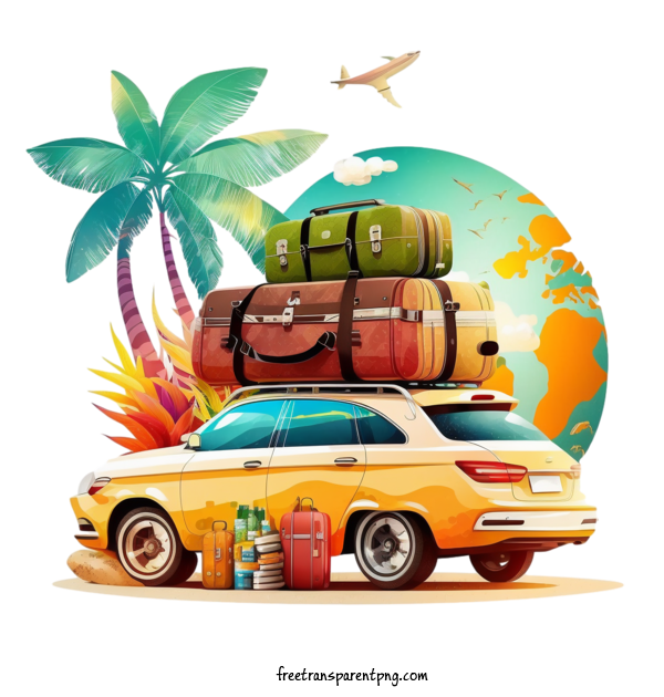 Free Transportation Car Travel Luggage For Car Clipart Transparent Background