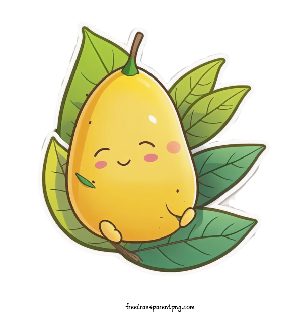 Free Food Mango Cute Cartoon For Fruit Clipart Transparent Background