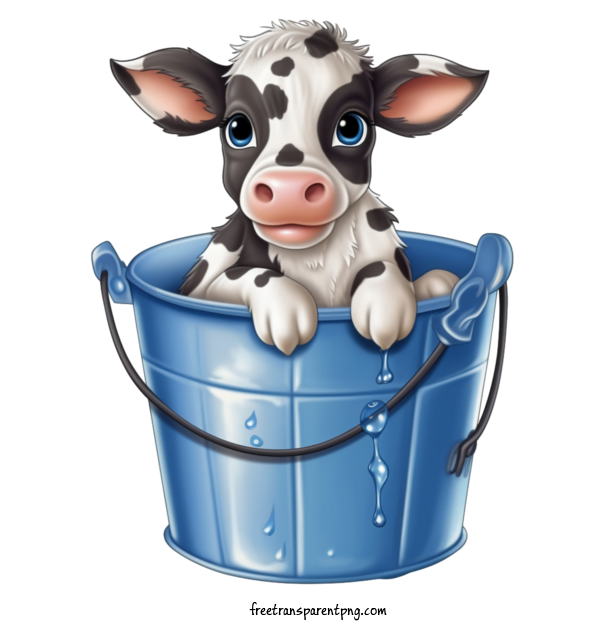 Free Animals Cow Cow Blue Bucket For Cow Clipart Transparent Background