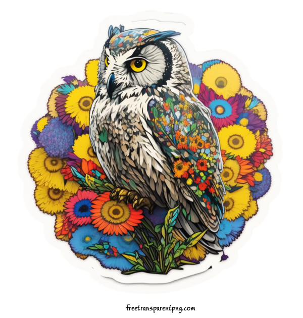 Free Animals Owl Owl Flower For Owl Clipart Transparent Background