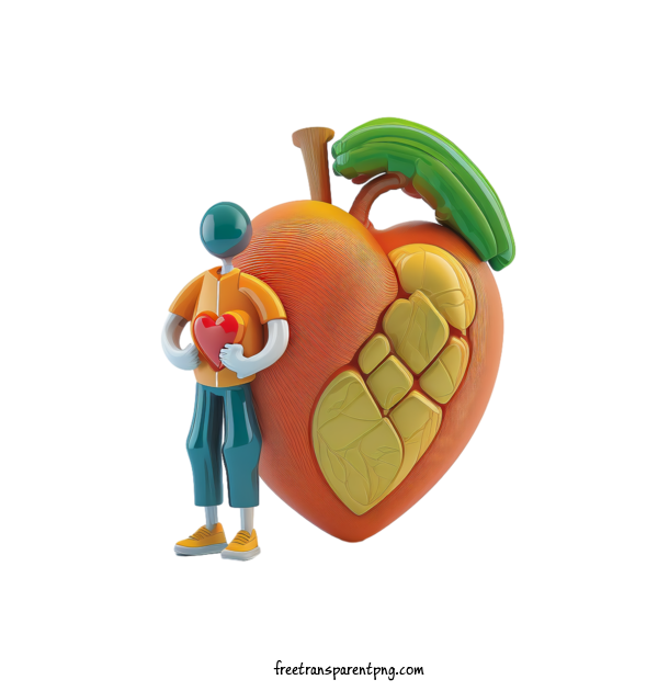 Free Holidays World Heart Day Peach Fruit For World Heart Day Clipart Transparent Background