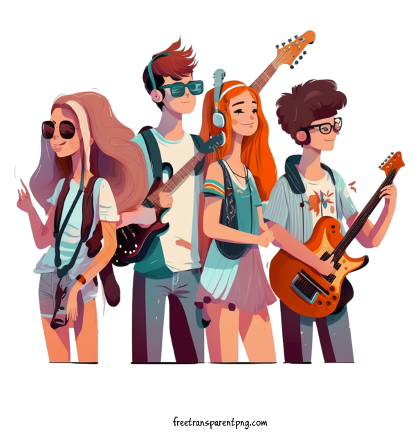 Free Holidays Youth Day Musician Rock Band For Youth Day Clipart Transparent Background