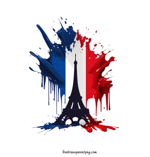 Free Holidays Bastille Day France With Splatters Of Red Blue For Bastille Day Clipart Transparent Background