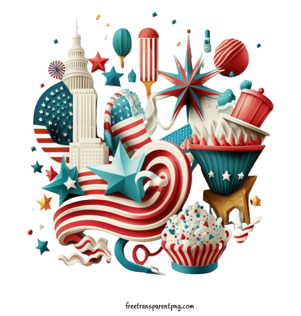 Free Holidays Fourth Of July Liberty Bell Cupcake For Fourth Of July Clipart Transparent Background