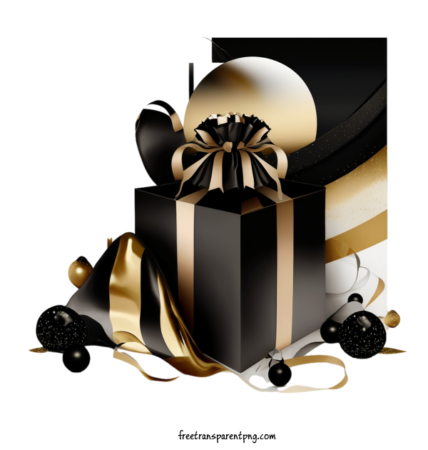 Free Holidays Black Friday Black And Gold Gift Box Black And Gold Present For Black Friday Clipart Transparent Background