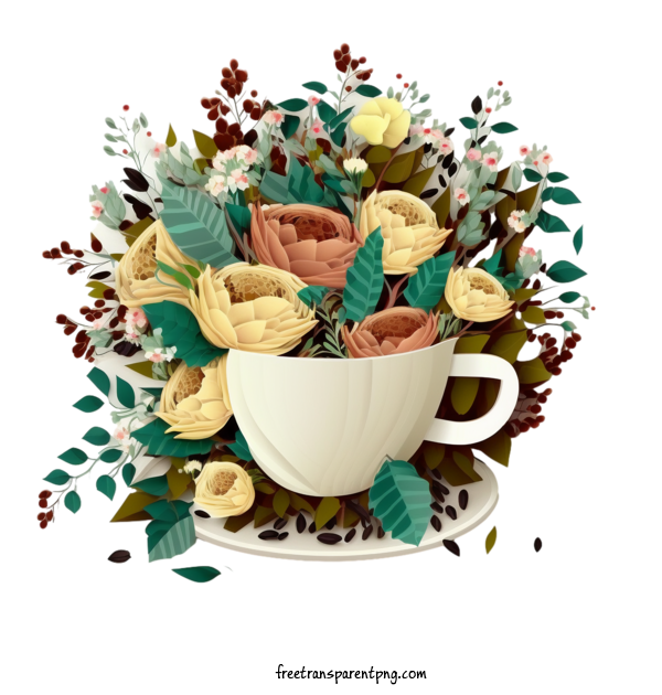 Free Drink Coffee Rose Bouquet For Coffee Clipart Transparent Background