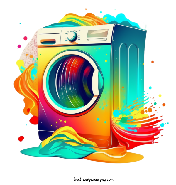 Free Life Washing Machine Laundry Machine Colorful For Washing Machine Clipart Transparent Background
