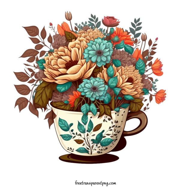 Free Drink Coffee Floral Bouquet Tea Cup For Coffee Clipart Transparent Background