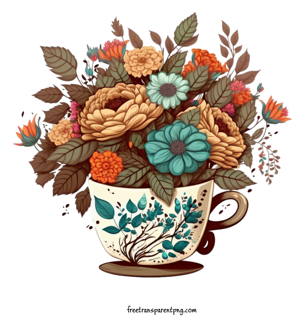 Free Drink Coffee Vintage Floral For Coffee Clipart Transparent Background