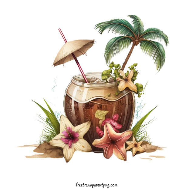 Free Fruit Coconut Coconut Cocktail Tropical Drink For Coconut Clipart Transparent Background