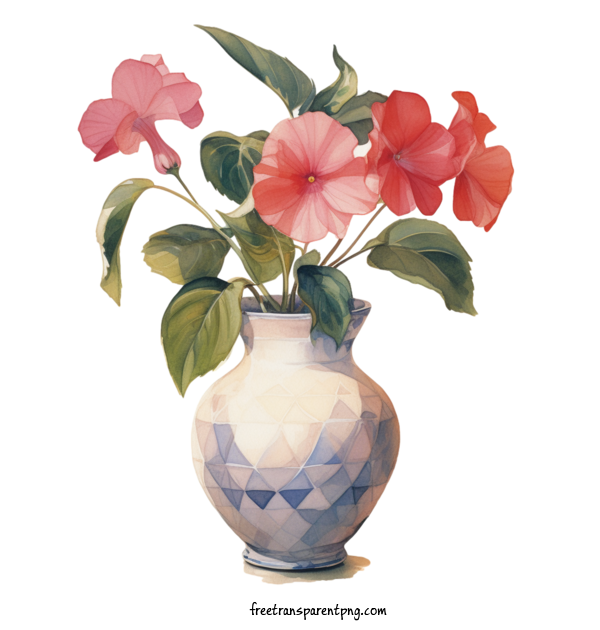 Free Flowers Impatiens Flower Pink Vase For Impatiens Flower Clipart Transparent Background