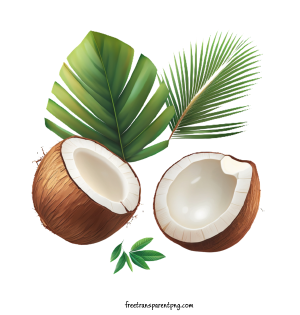 Free Fruit Coconut Coconut Leaves For Coconut Clipart Transparent Background