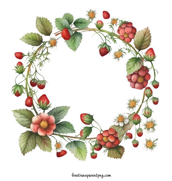 Free Fruit Strawberry Strawberry Wreath For Strawberry Clipart Transparent Background