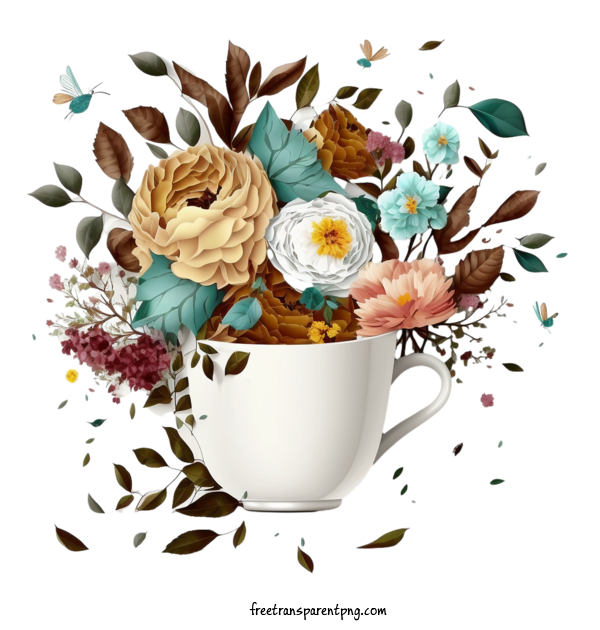 Free Drink Coffee Flowers Tea Cup For Coffee Clipart Transparent Background