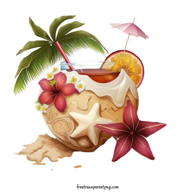 Free Fruit Coconut Tropical Drink Cocktail For Coconut Clipart Transparent Background