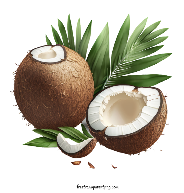 Free Fruit Coconut Coconut Green Leaves For Coconut Clipart Transparent Background